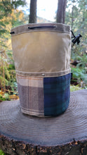 Tan Cedar Bucket Bag with Outside Pockets featuring 4 Patchwork Vintage Wool Pockets