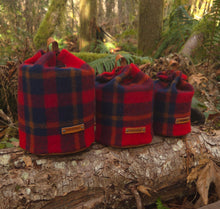 PNWBUSHCRAFT Pendleton Wool & Leather Bucket Bag Set of Three