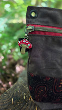 Waxed Canvas Zipper Pouch with Mushrooms Zipper Pull