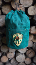 XL Green Cedar Bucket Bag – Waxed Canvas with Vintage Smokey the Bear Patch