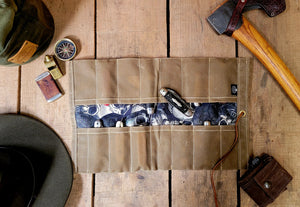 Death Bunny Or Skulls Maple Waxed Canvas Pocketknife Roll Up V 2.0