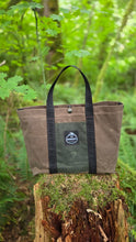 Sturdy Waxed Canvas Ammo Bag with Wrap Around Handles Brown and Green
