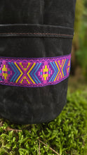Black Cedar Bucket Bag with Vintage Purple Trim on Outside Pockets