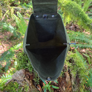 Green, Brown and Lime Green Retro Waxed Canvas Brown Foraging Pouch , Hip Bag