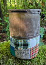 Cedar Bucket Bag with Vintage Patchwork Quilt Pockets