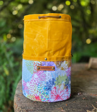 Deluxe Yellow Waxed Canvas Cedar Bucket Bag with Pockets