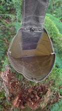 Tan Waxed Canvas Foraging Pouch , Hip Bag with Retro Stripes