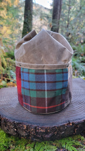 Tan Cedar Bucket Bag with Outside Pockets featuring 4 Patchwork Vintage Wool Pockets