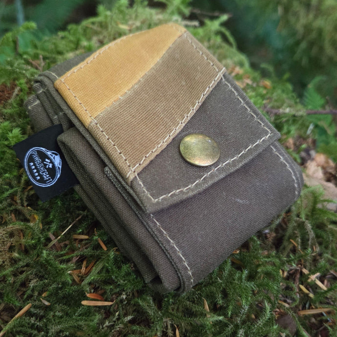 waxed canvas tan bag with stripes