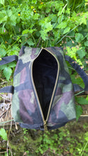 Small Utility Waxed Canvas Duffle – Woodland Camo and Black