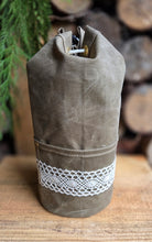 Waxed Canvas and Lace Cedar Bucket Bag Small