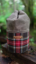 Deluxe Brown Waxed Canvas Cedar Bucket Bag with Vintage Wool Pockets