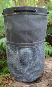 Cedar Bucket Bags with Outside Pockets featuring Vintage Wool