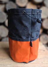 Black Waxed Canvas Cedar Bucket Bag with Orange Pockets