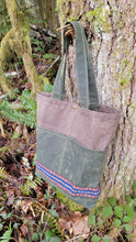 Waxed Canvas Tote  with Vintage Woven Guitar Strap