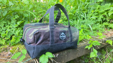 Small Utility Waxed Canvas Duffle – Woodland Camo and Black