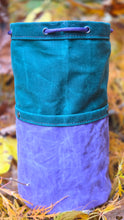 Green and Purple Waxed Canvas Cedar Bucket Bag Small