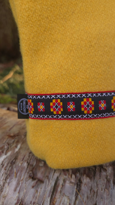 PNWBUSHCRAFT  Vintage Yellow Wool Bucket Bag