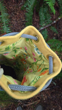 Vintage Yellow and Blue Wool Bucket Bag