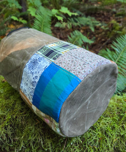Cedar Bucket Bag with Vintage Patchwork Quilt Pockets
