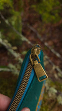 PNWBUSHCRAFT Vintage  Green Wool Zipper Pouch with Vintage Trim