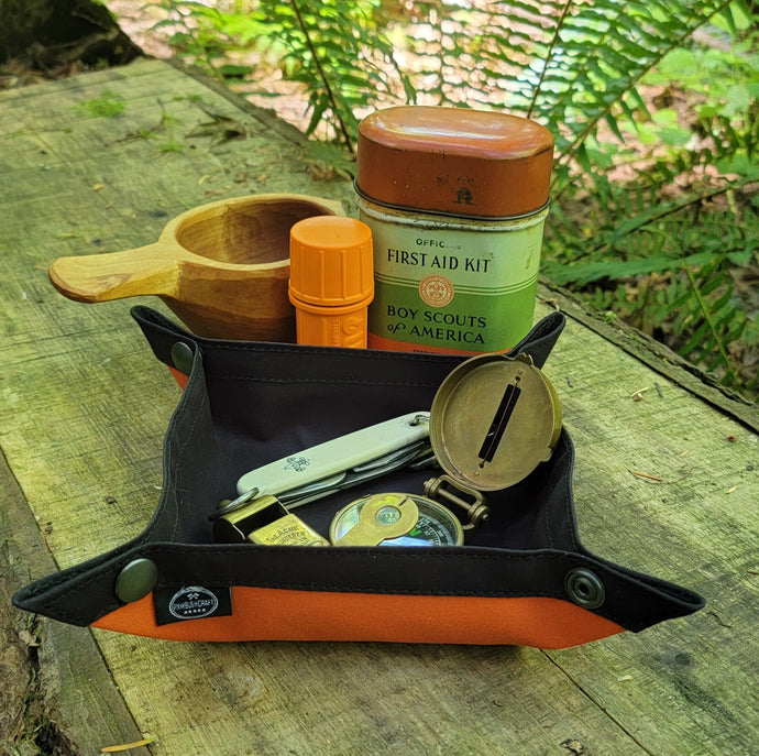 Orange and Black Waxed Canvas Travel Tray for your Gear or EDC