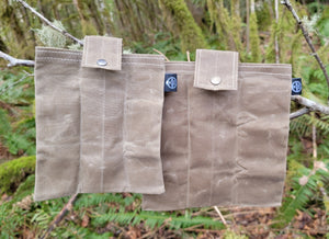 Big and Little Set of Rugged Waxed Canvas Foraging Pouches, Hip Bags