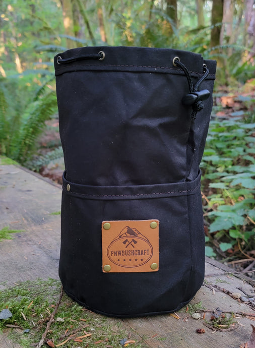 Black Cedar Bucket Bag with Outside Pockets, Leather Tag Limited Edition
