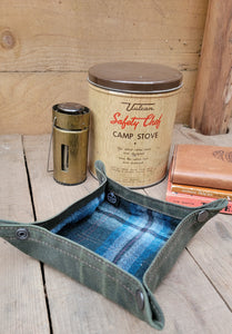 Vintage Wool and Waxed Canvas Small Travel Tray for your Gear or EDC