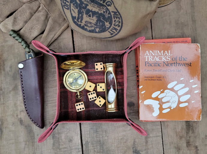 Nautical Red Waxed Canvas and Flannel Travel Tray for your Gear or EDC