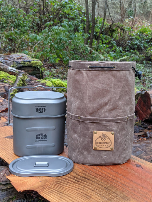 Cedar Bucket Bag with Pockets for Heavy Cover Military Style Titanium Mess Kit - PNW BUSHCRAFT